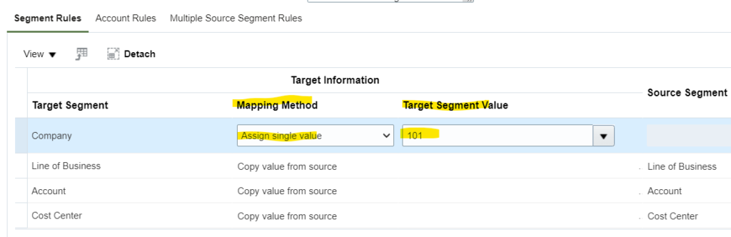 Chart of Account mapping in Oracle Fusion