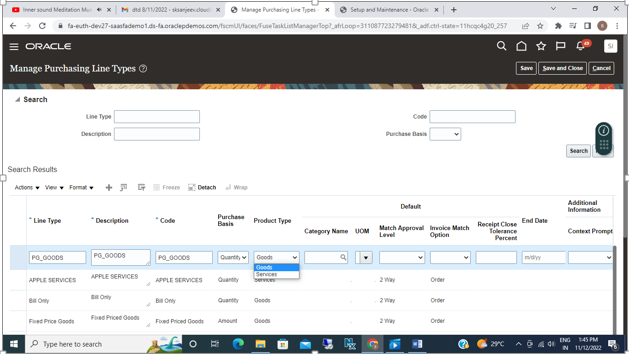 Purchasing Setup in Oracle Fusion