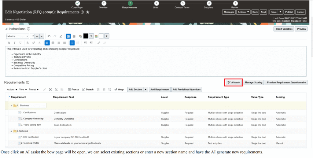 Use of AI and Redwood in Oracle Fusion