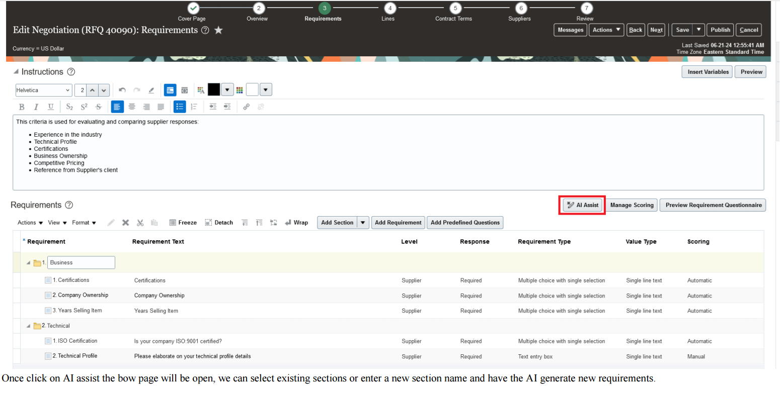 Use of AI and Redwood in Oracle Fusion Sourcing - My Techno Journal