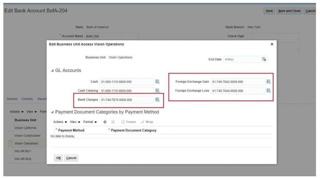 External transactions and bank transfer