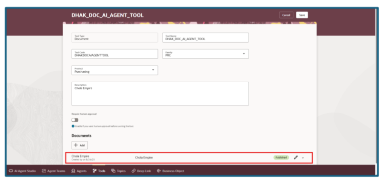 How to Create an AI Agent using Document Tool in Oracle Fusion - My ...